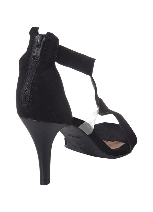 Perfecta - Sandália Salto Fino Preta com Tira Transparente 2