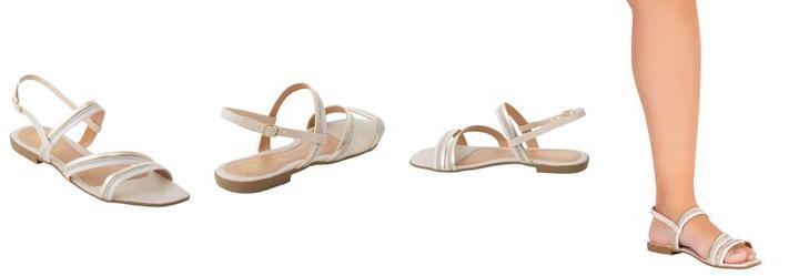 Rasteira Off White com Detalhe de Strass