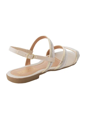 Perfecta - Rasteira Off White com Detalhe de Strass - PERFECTA
