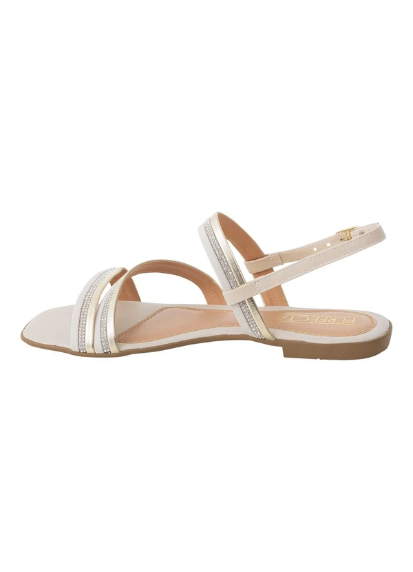 Perfecta - Rasteira Off White com Detalhe de Strass 3