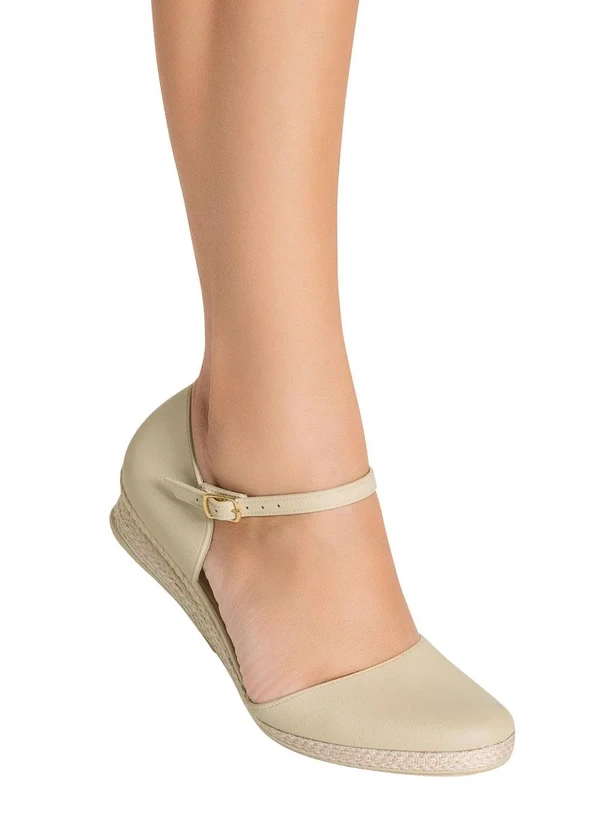 Perfecta - Sandália Anabela Bege Salto Baixo 4