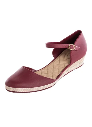 Perfecta - Sandália Anabela Bordô Salto Baixo - PERFECTA