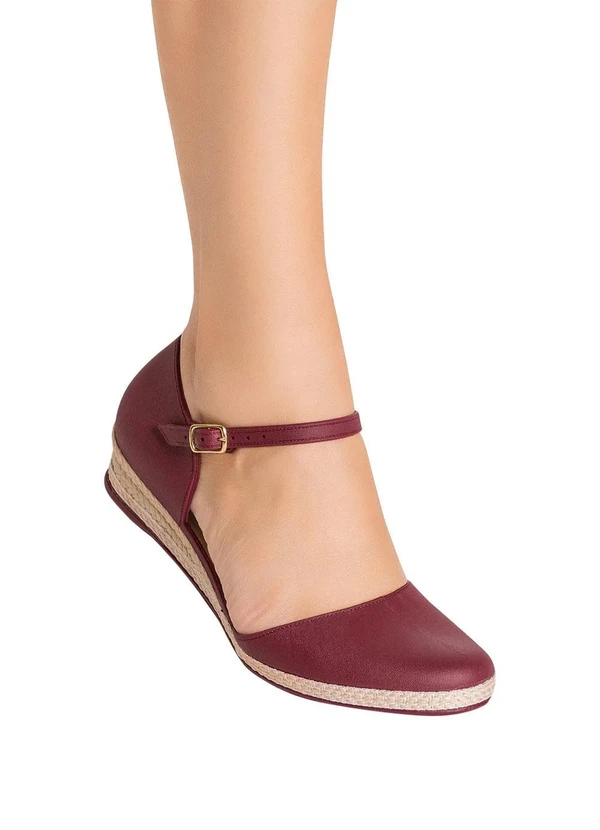 Perfecta - Sandália Anabela Bordô Salto Baixo 4