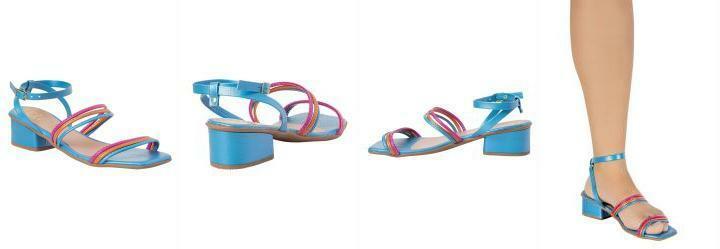 Sandlia Azul com Tiras Coloridas