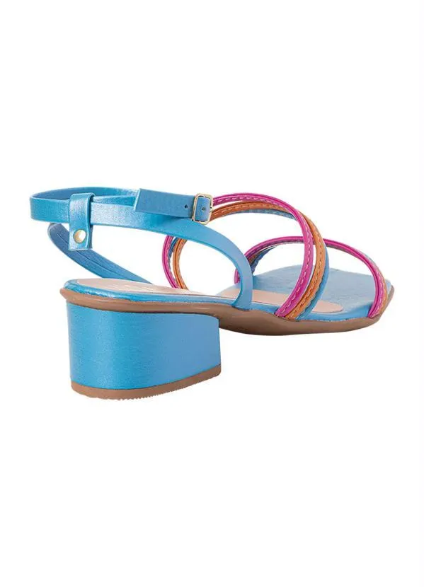 Perfecta - Sandália Azul com Tiras Coloridas 2