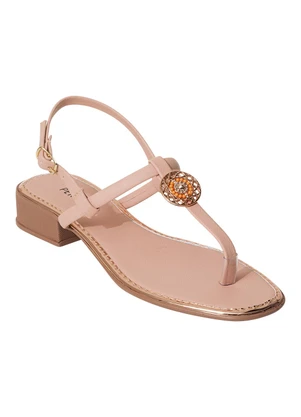 Perfecta - Sandália Bege com Adereço no Cabedal - PERFECTA