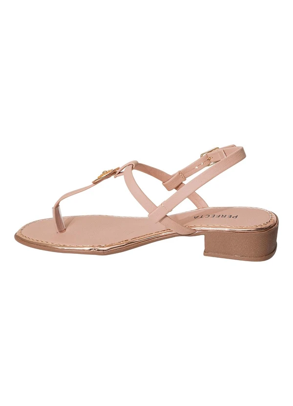 Perfecta - Sandália Bege com Adereço no Cabedal 3