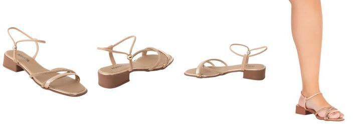 Sandlia Bege com Detalhe de Strass