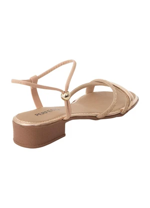 Perfecta - Sandália Bege com Detalhe de Strass - PERFECTA
