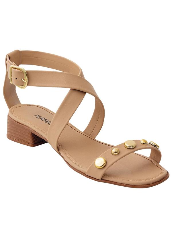 Sand�lia (Bege) com Detalhe Dourado