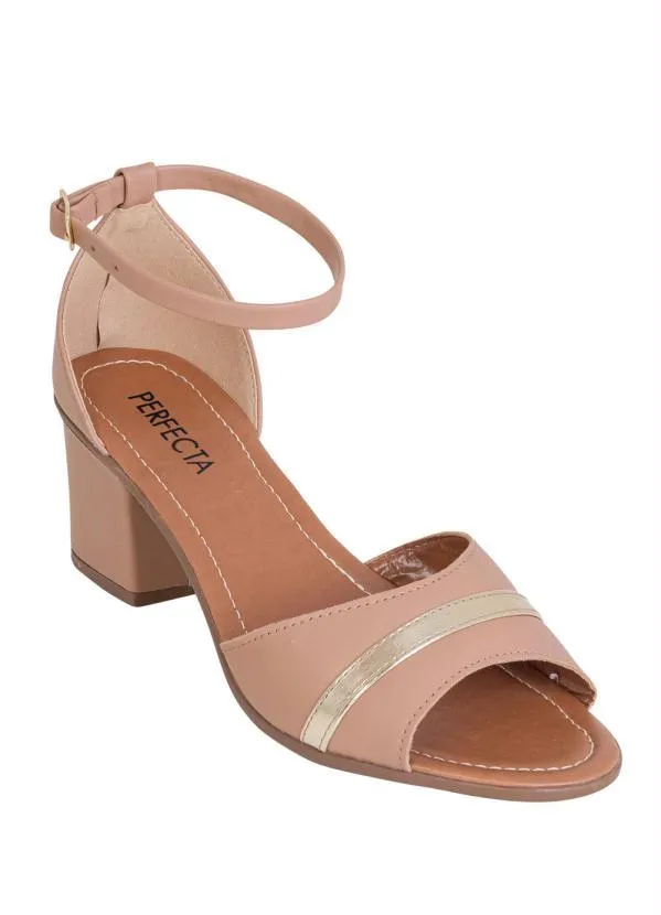 Perfecta - Sandália Bege em Sintético