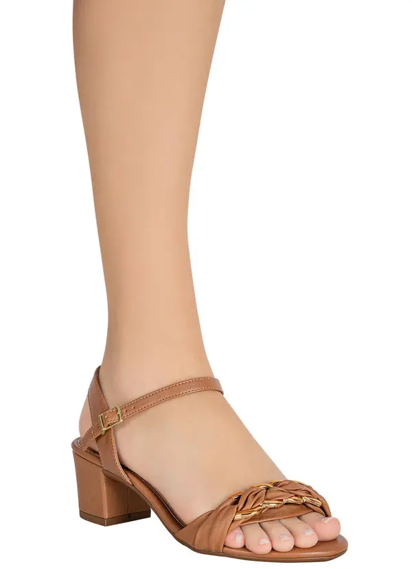 Beira Rio - Sandália Beira Rio Caramelo em Sisntético 4