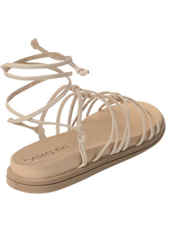 Beira Rio - Sandália Beira Rio Creme com Amarrações 2
