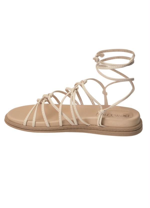 Beira Rio - Sandália Beira Rio Creme com Amarrações 3