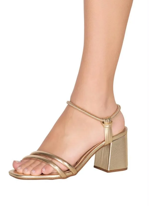 Beira Rio - Sandália Beira Rio Dourada em Sintético 2