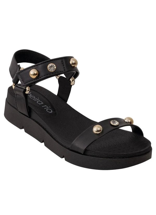 Beira Rio - Sandália Beira Rio Preta em Sintético 2