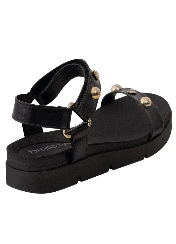 Beira Rio - Sandália Beira Rio Preta em Sintético 3