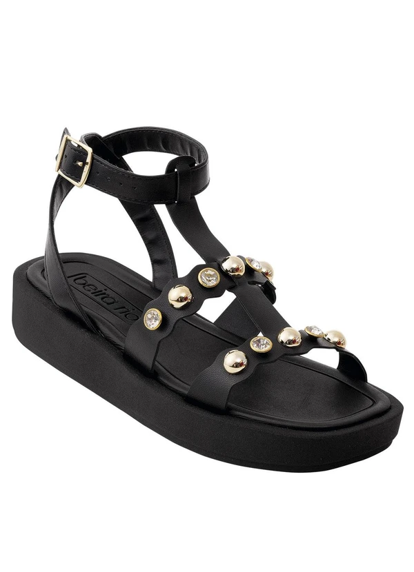 Beira Rio - Sandália Beira Rio Preta em Sintético 2