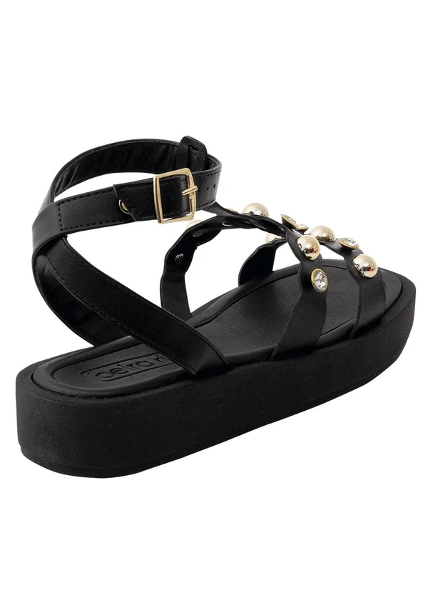 Beira Rio - Sandália Beira Rio Preta em Sintético 3