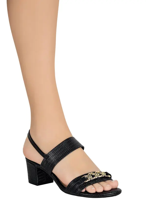 Beira Rio - Sandália Beira Rio Preta em Sisntético 4