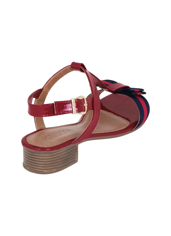 Perfecta - Sandália Bordô com Detalhes em Gorgurão 2