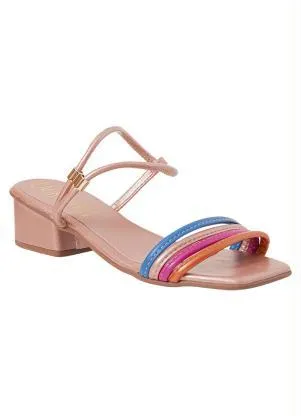 Perfecta - Sandália Cobre com Cabedal Colorido - PERFECTA