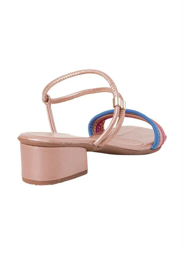 Perfecta - Sandália Cobre com Cabedal Colorido 2