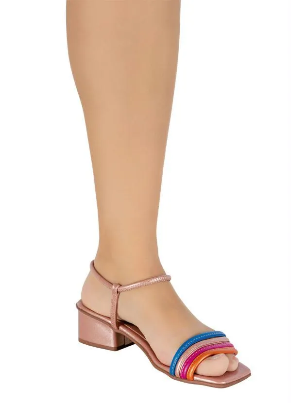 Perfecta - Sandália Cobre com Cabedal Colorido 4