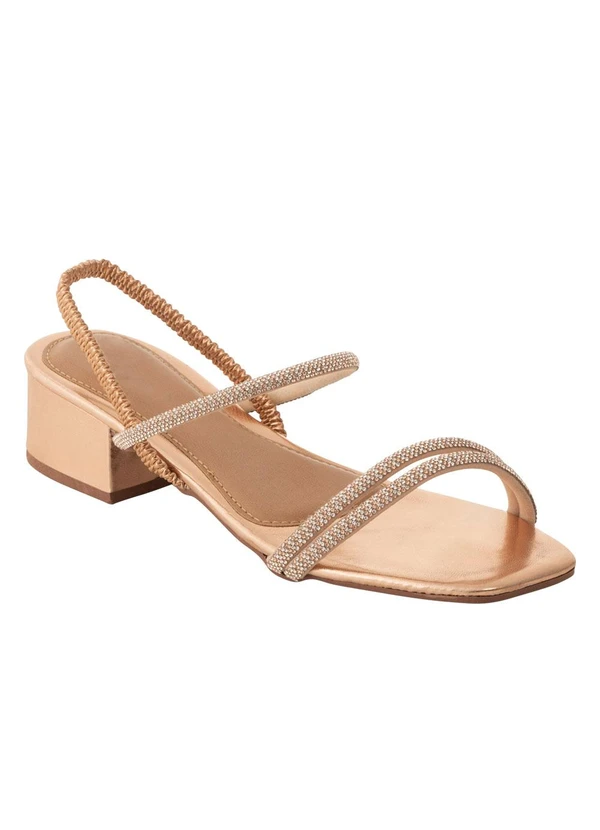 Perfecta - Sandália Cobre com Strass e Elástico