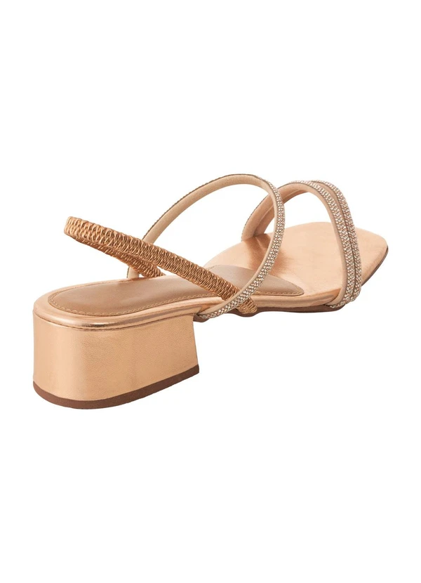 Perfecta - Sandália Cobre com Strass e Elástico 2