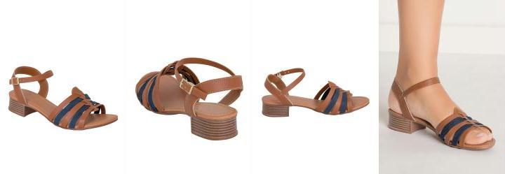 Sand�lia com Tiras Caramelo e Jeans