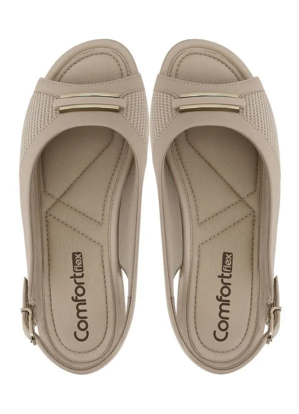Comfortflex - Sandália Comfortflex Bege em Sisntético 3