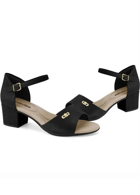 Comfortflex - Sandalia Comfortflex Preto Traseira Fechada 3