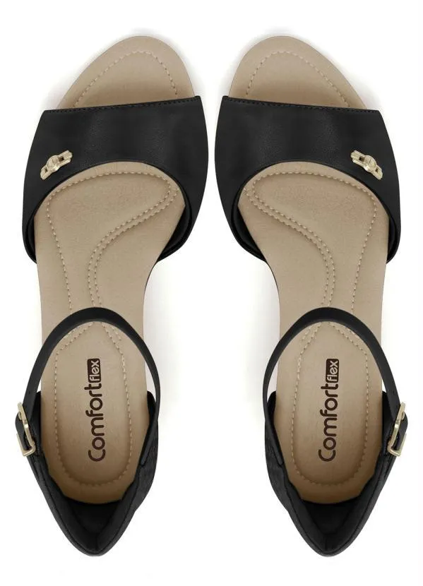 Comfortflex - Sandalia Comfortflex Preto Traseira Fechada 4