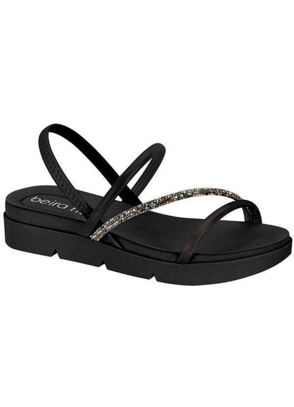 Rovitex - Sandália Feminina Papete com Brilho Preto
