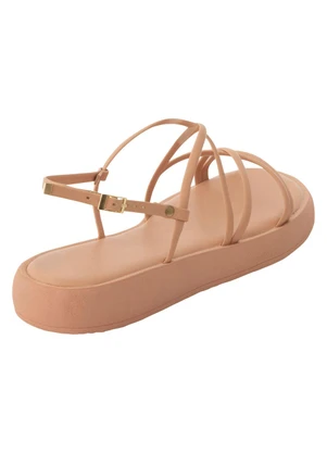Perfecta - Sandália Flat Nude com Tiras Transpassadas - PERFECTA