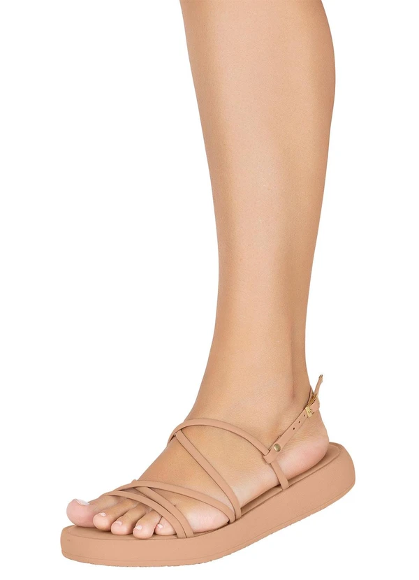 Perfecta - Sandália Flat Nude com Tiras Transpassadas 5