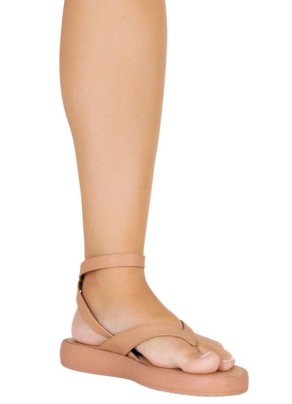 Perfecta - Sandália Flat Nude em Sintético 4