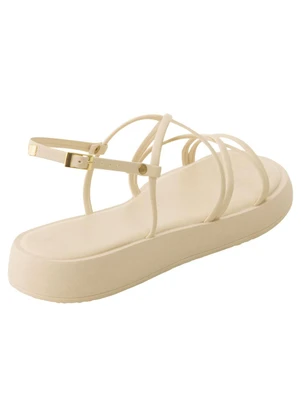 Perfecta - Sandália Flat Off White em Sintético - PERFECTA