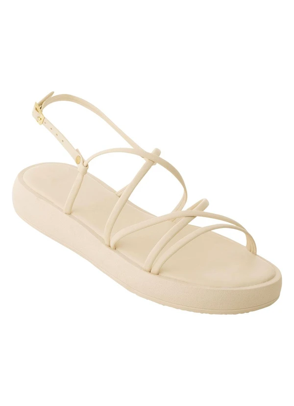 Perfecta - Sandália Flat Off White em Sintético