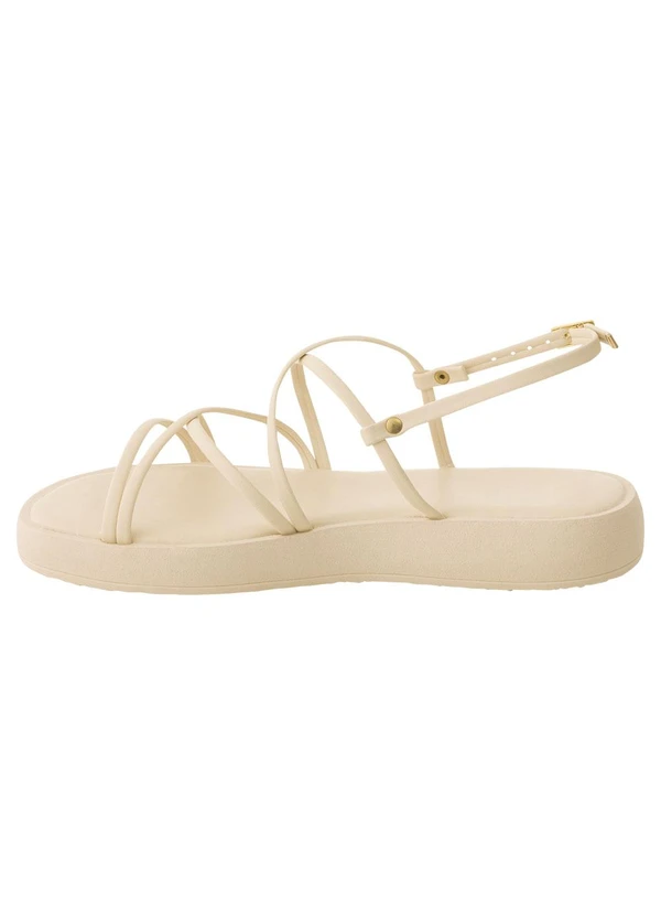 Perfecta - Sandália Flat Off White em Sintético 3