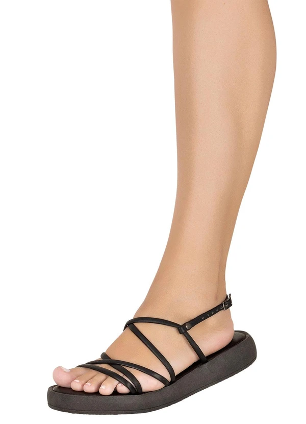 Perfecta - Sandália Flat Preta em Sintético 5