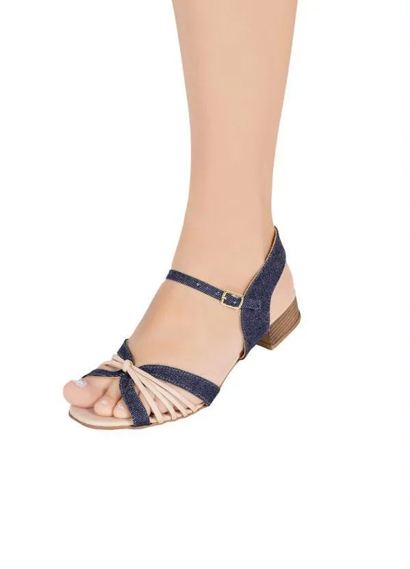 Perfecta - Sandália Jeans com Detalhes na Cor Bege 3