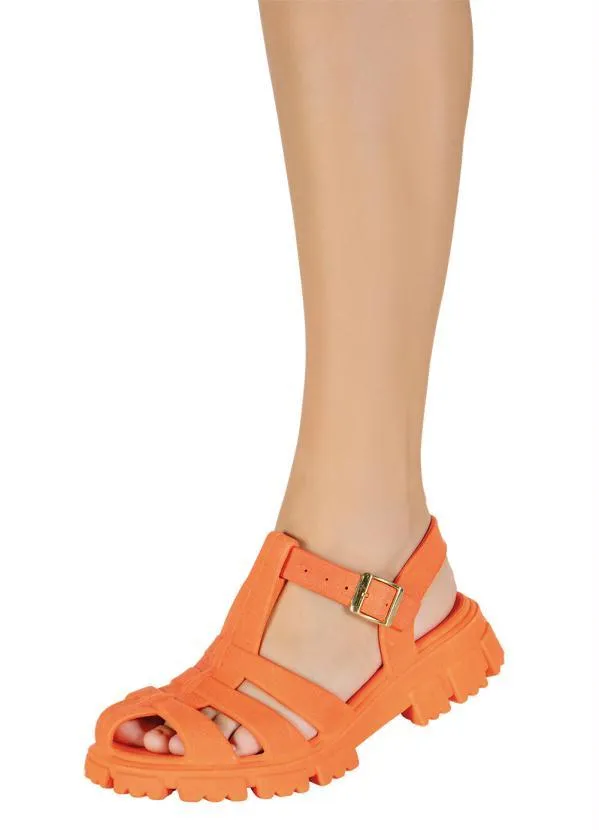 Perfecta - Sandália Laranja em Pvc 7