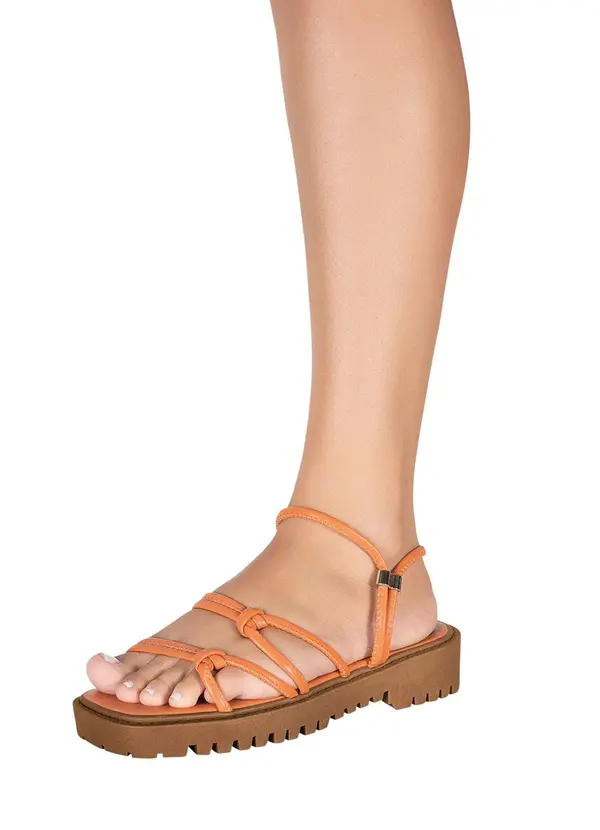 Perfecta - Sandália Laranja em Sintético 5