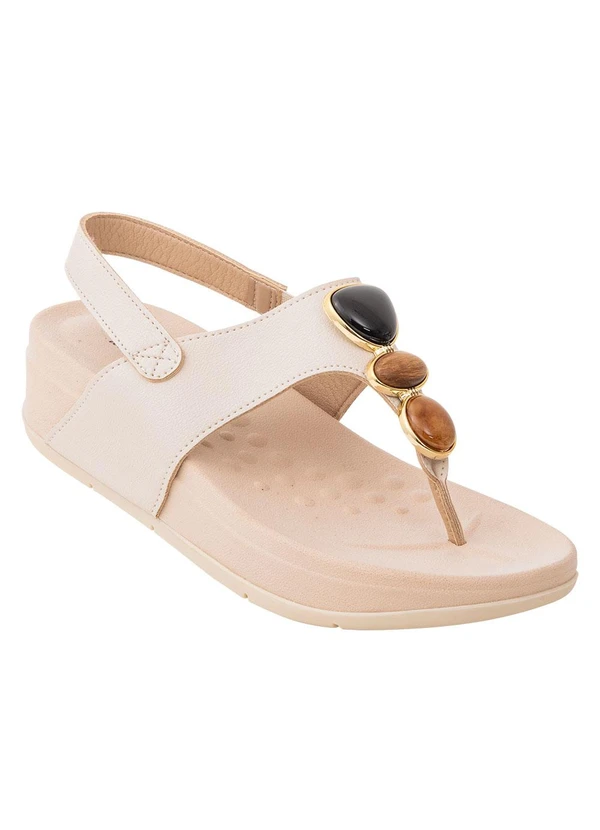 Modare - Sandália Modare Creme com Enfeites 2
