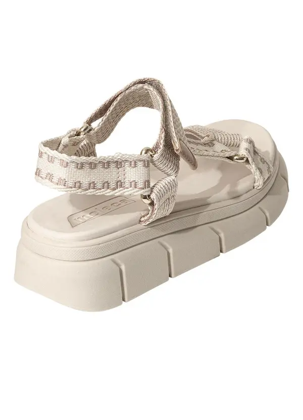 Moleca - Sandália Moleca Bege em Tecido 2