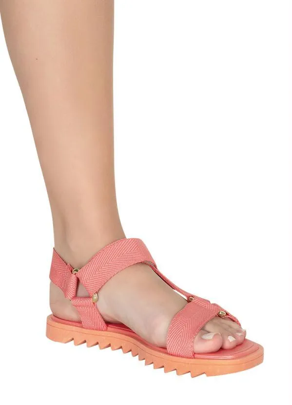 Moleca - Sandália Moleca Coral em Tecido 4