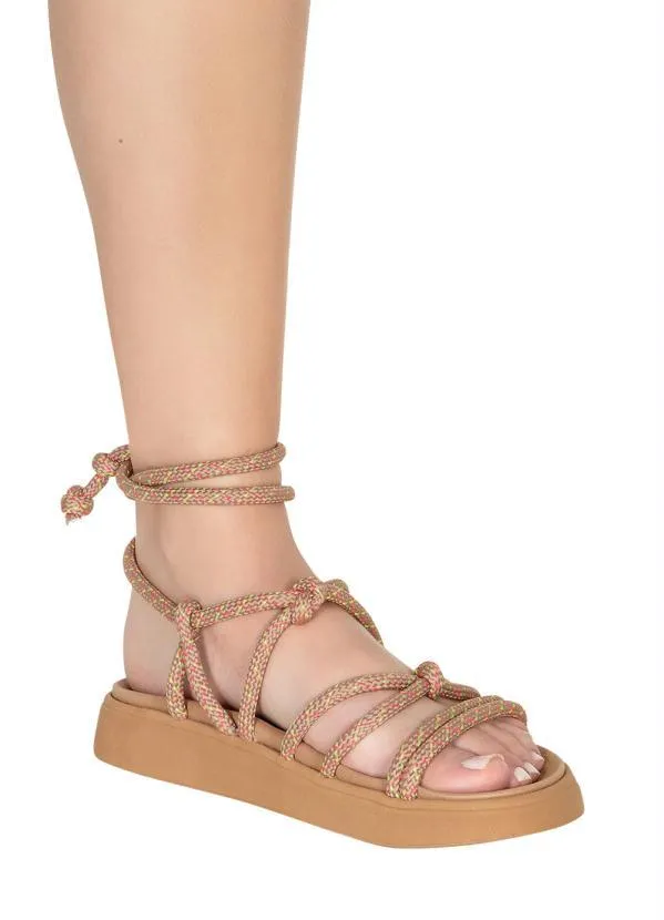 Moleca - Sandália Moleca Nude em Tecido 4