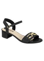 Sandlia Moleca Preta com Adereo Dourado